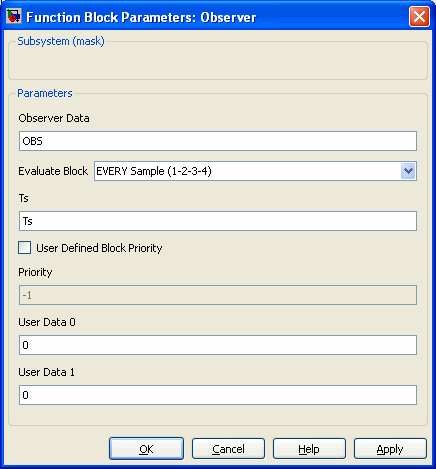Observer Parameters Dialog Box